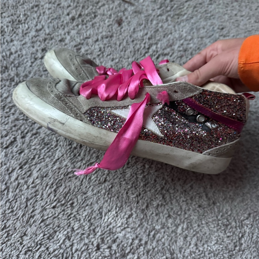Golden goose mid-Top Sneakers with Pink Laces
